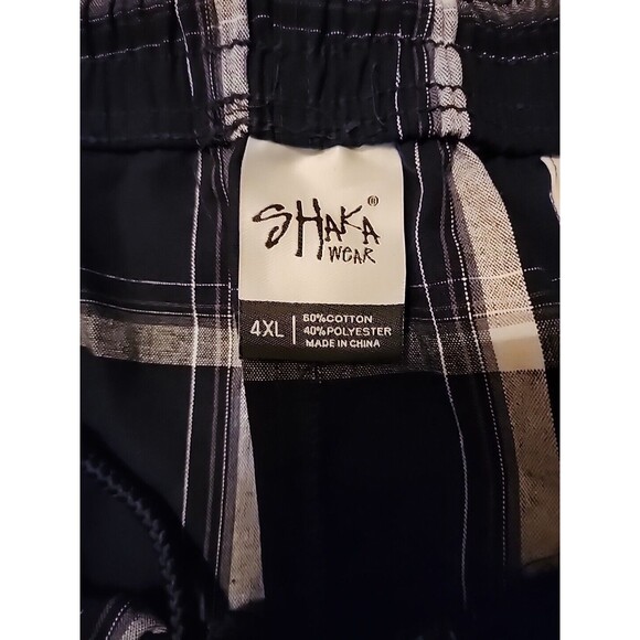 Nwt Shaka Wear Cargo Shorts Men's Sz 4XL Navy BluePlaid Drawstring Elastic Waist - Picture 4 of 13